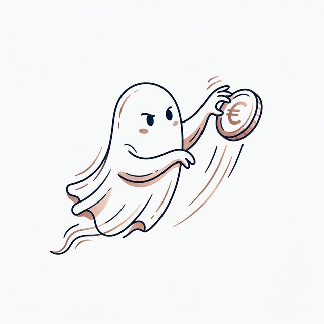 見えない泥棒「インフレ」の線画イラスト